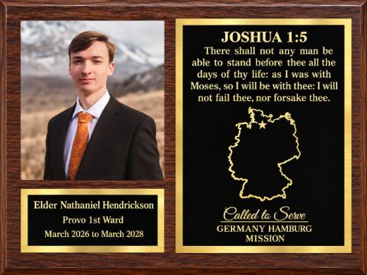 Missionary plaque, Elder Hendrickson